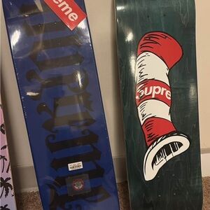Supreme Red and White Hat Skateboard Deck